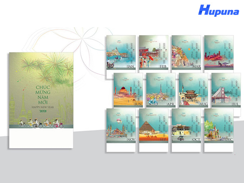 Kích thước lịch treo tường 13 tờ