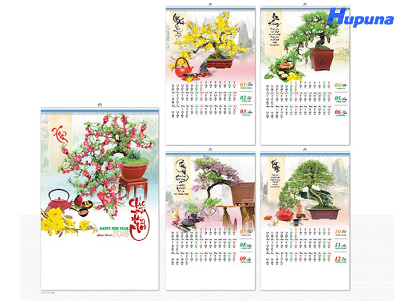 Kích thước lịch treo tường 5 tờ