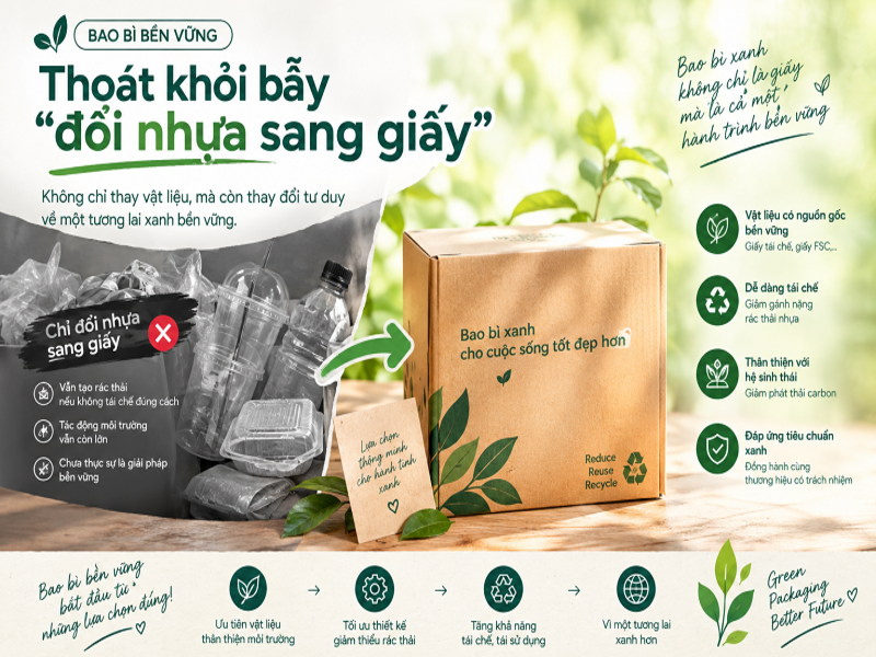 Bao bì bền vững: Thoát khỏi bẫy “đổi nhựa sang giấy”