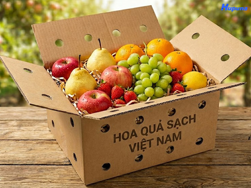 Hộp carton đựng hoa quả có lỗ thoáng khí