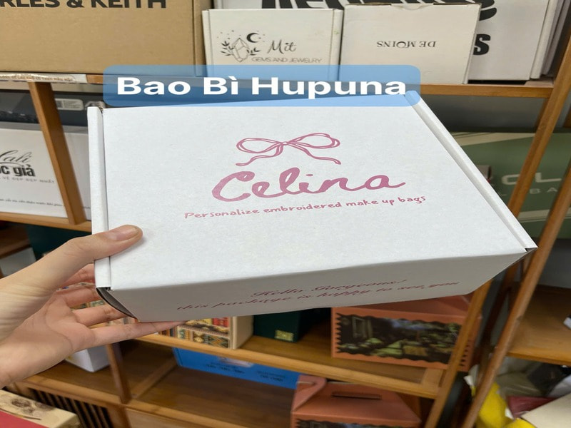 Hộp carton đựng túi đựng mỹ phẩm Celina in offset do Hupuna sản xuất
