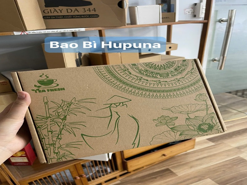 Hộp nắp gài in flexo đựng trà do Hupuna sản xuất