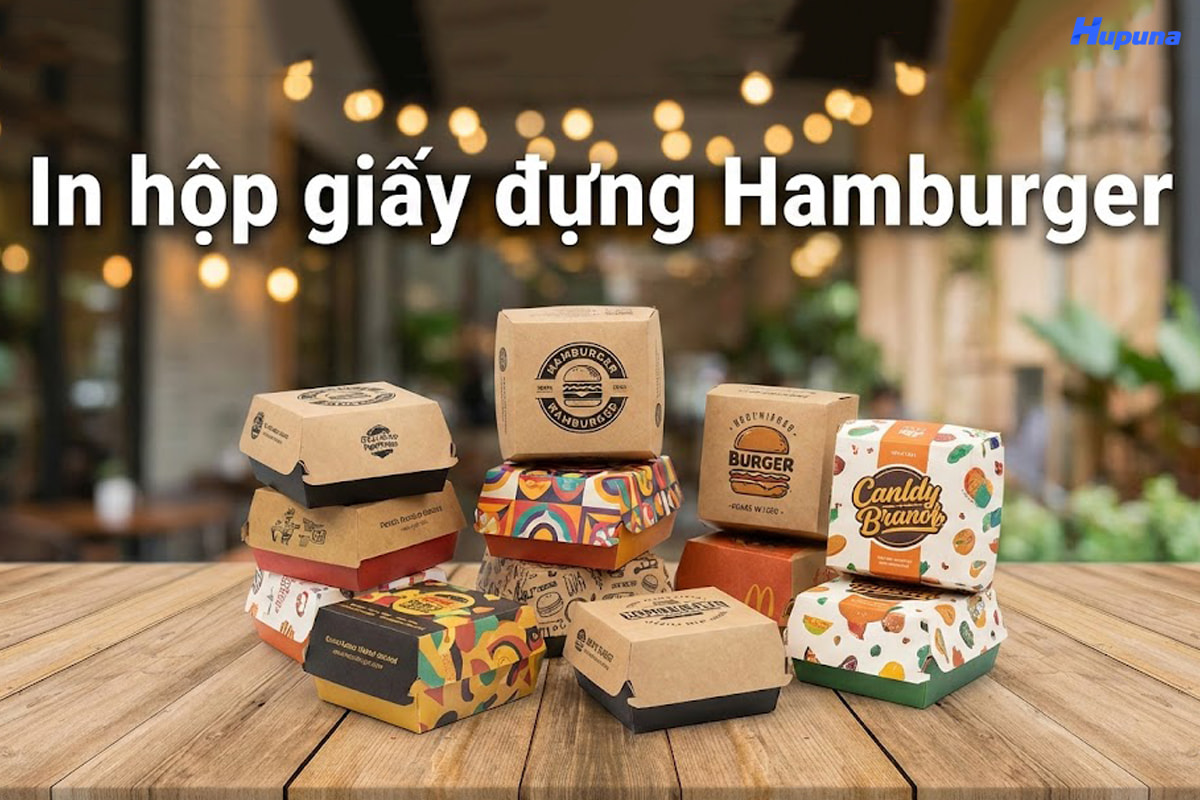 In hộp giấy đựng hamburger