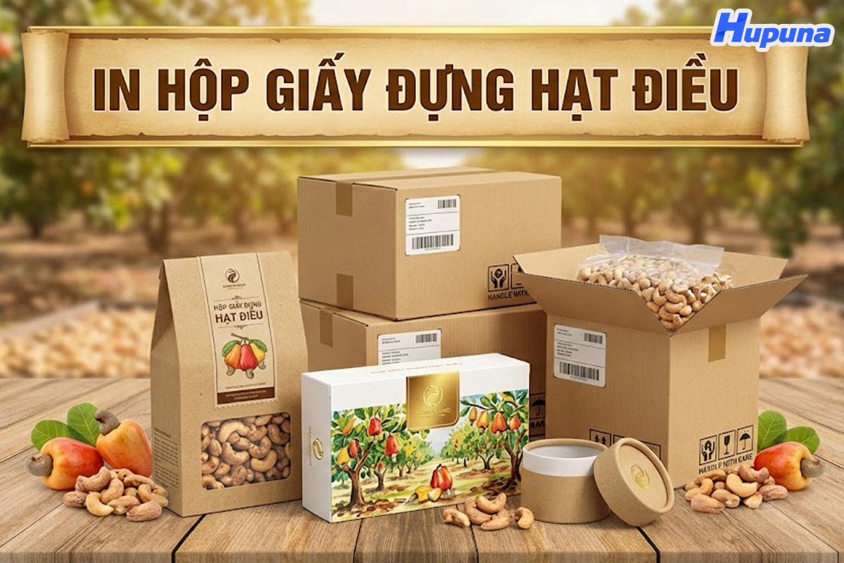 In hộp giấy đựng hạt điều
