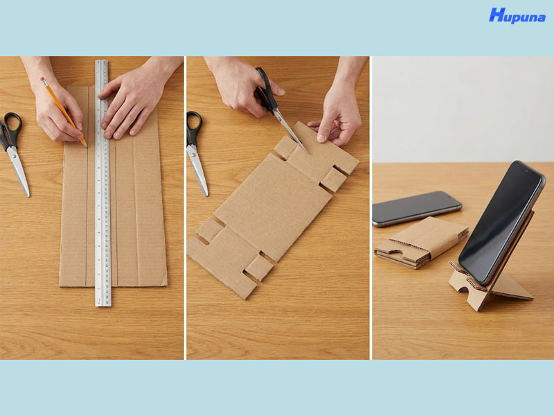 Làm giá đỡ điện thoại bằng bìa carton gấp gọn