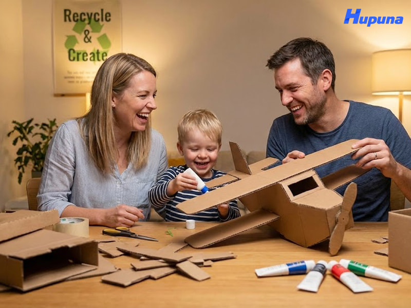 Nên làm máy bay bằng giấy carton cho bé