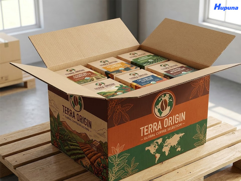 Hộp giấy carton đựng cà phê Terra Origin do Hupuna sản xuất
