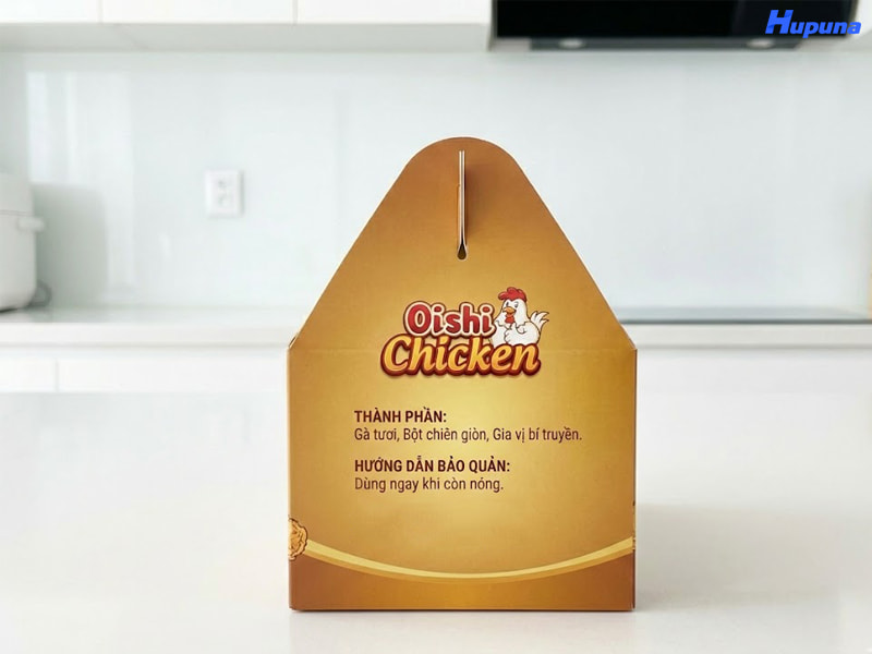 Hộp giấy của thương hiệu "Gà Rán Oishi" do Hupuna thực hiện ảnh 2