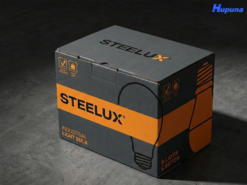 Hộp giấy đựng bóng đèn của thương hiệu STEELUX
