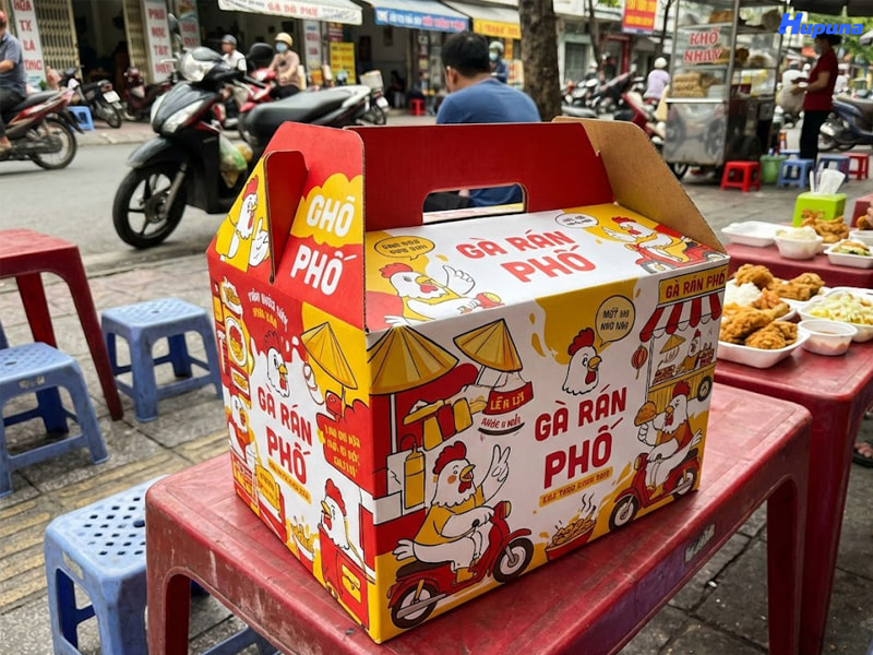 Hộp giấy đựng gà rán thương hiệu Gà rán phố