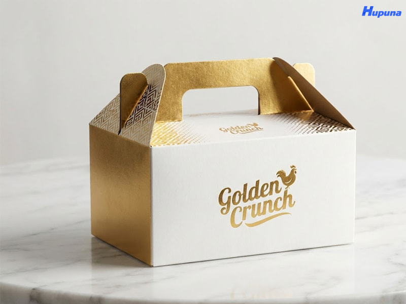 Hộp giấy đựng gà rán thương hiệu Golden Crunch