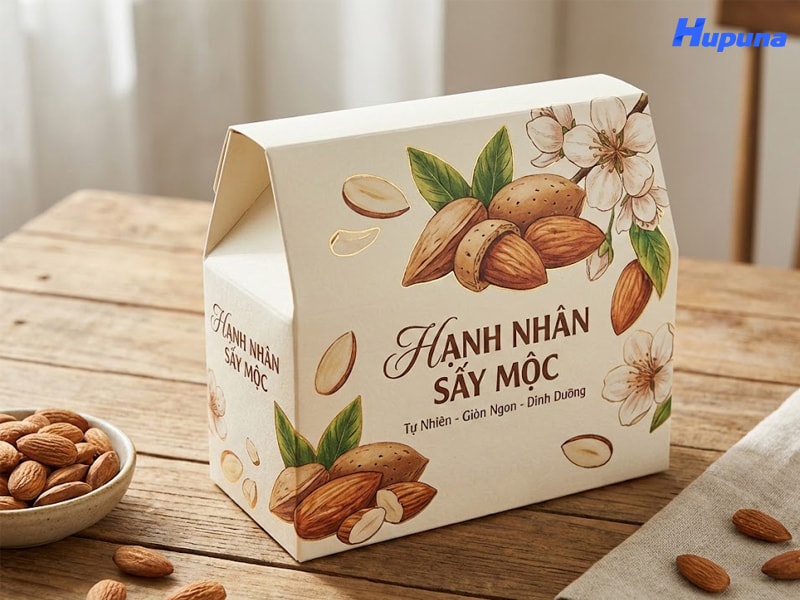 Hộp giấy đựng hạnh nhân sấy mộc do Hupuna sản xuất