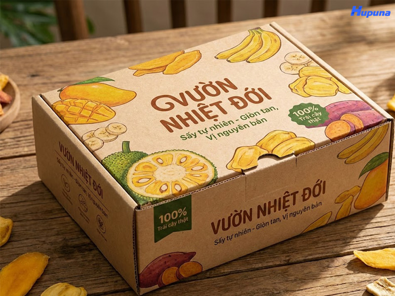 Hộp giấy đựng hoa quả sấy Vườn Nhiệt Đới