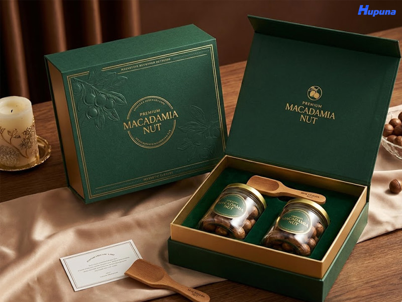 Hộp giấy đựng macca của thương hiệu Macadamia Nut