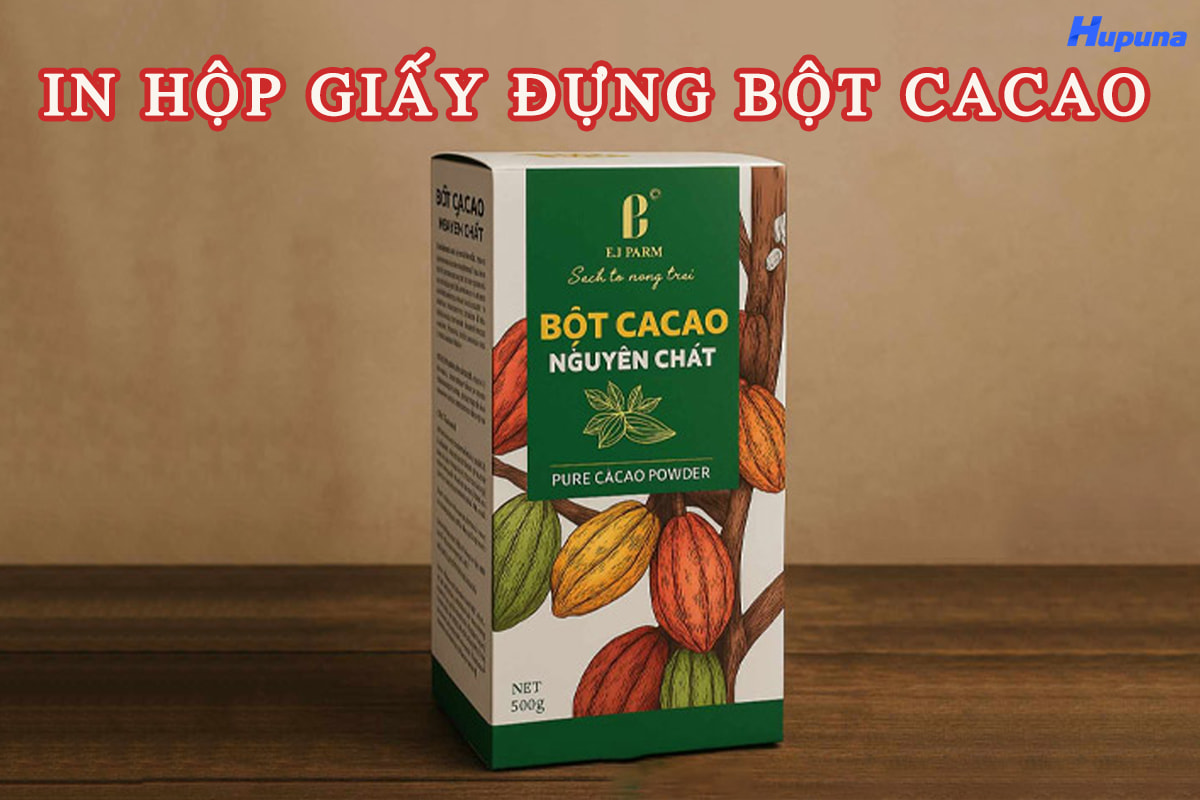 In hộp giấy đựng bột cacao