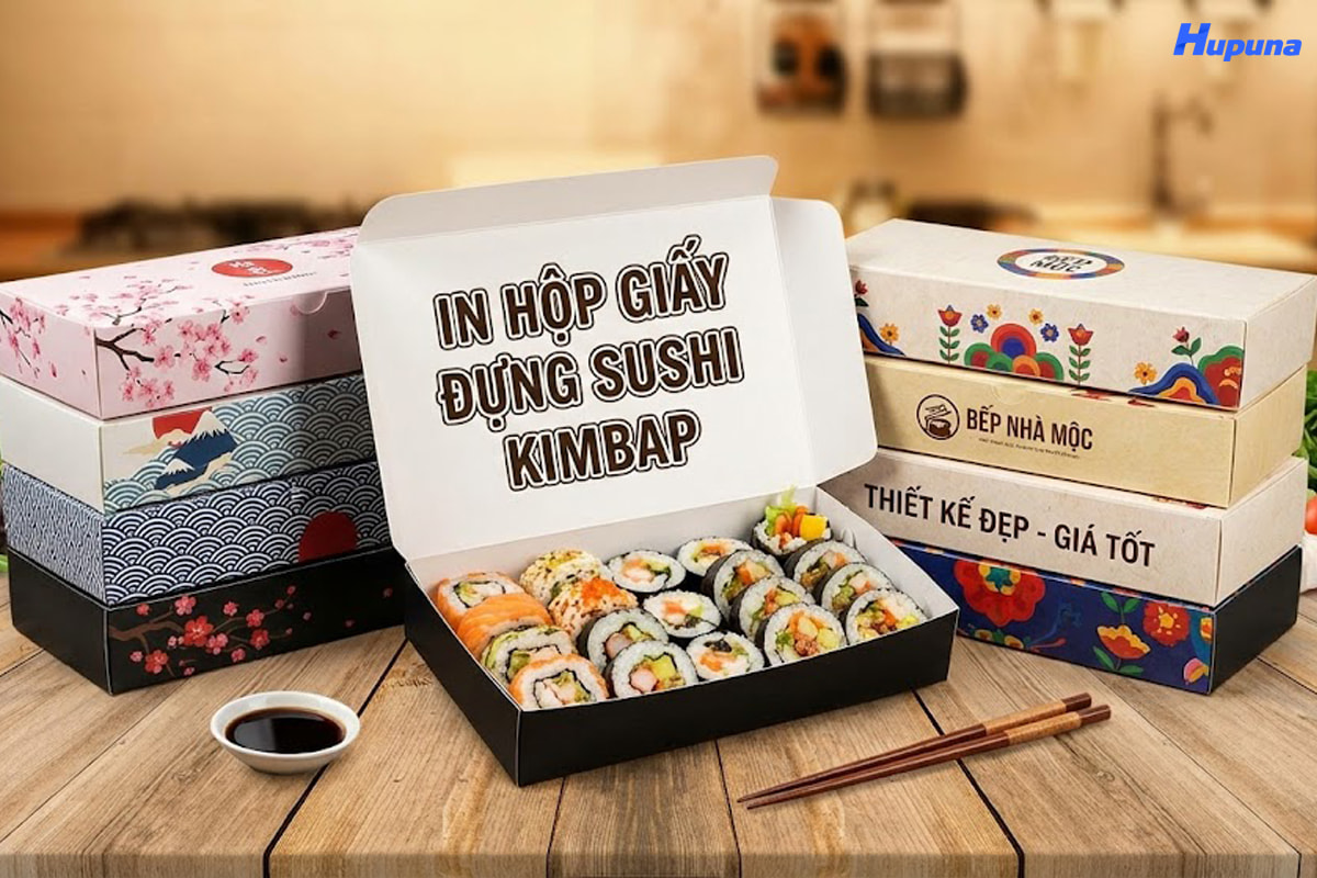 In hộp giấy đựng sushi kimbap