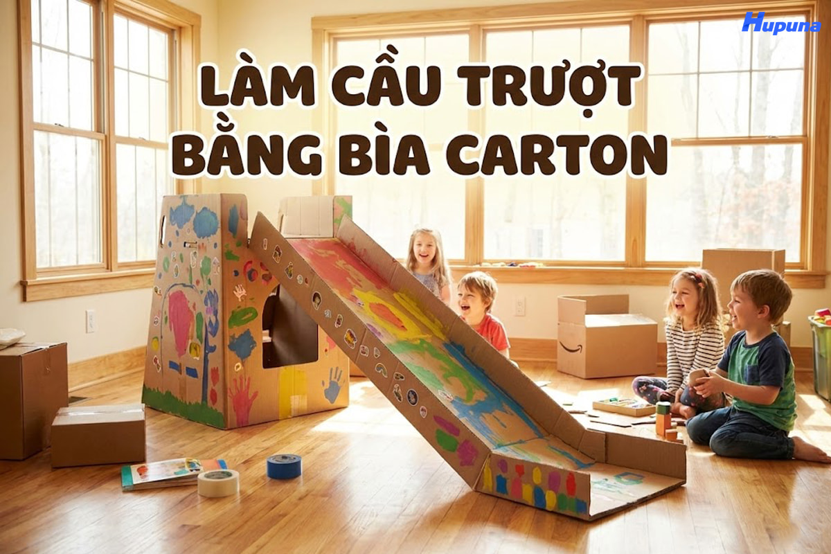 Làm cầu trượt bằng bìa carton bền đẹp, an toàn cho bé