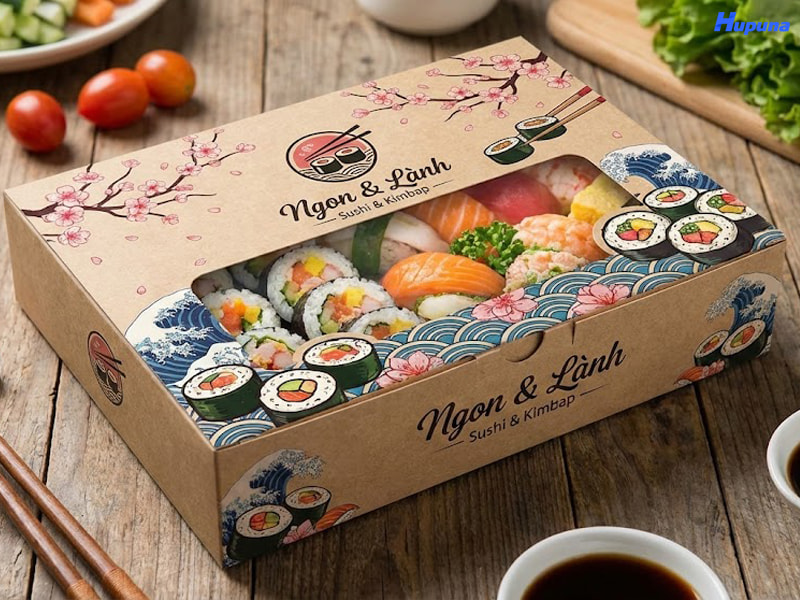 Quy trình đặt in hộp giấy đựng sushi kimbap chi tiết