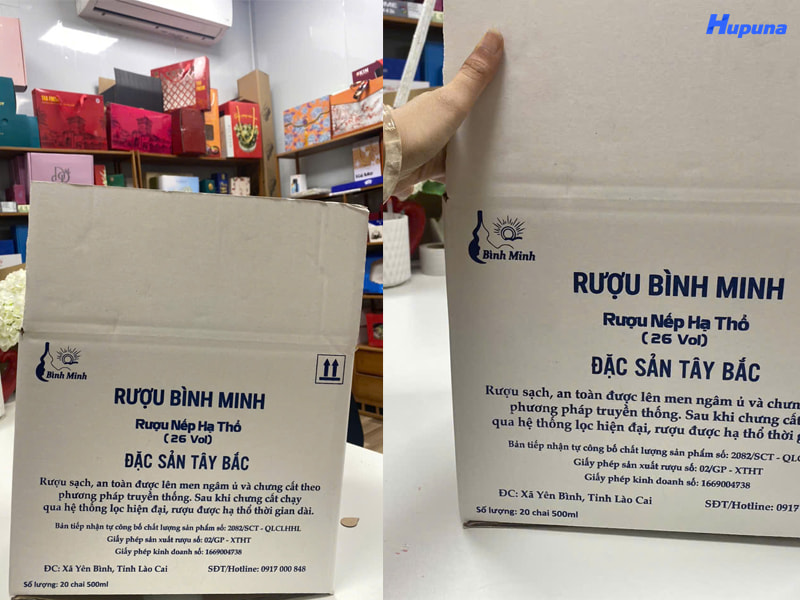 Thùng carton đựng rượu Bình Minh do Hupuna sản xuất