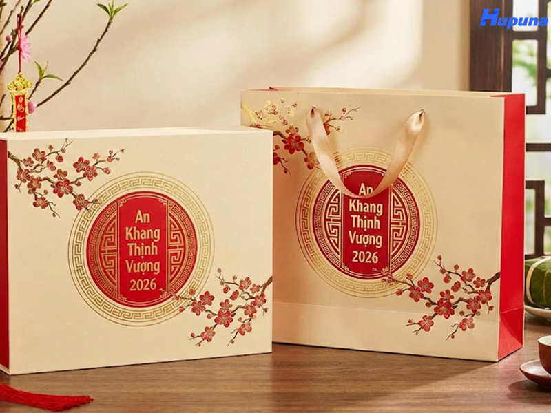Ưu điểm khi chọn sản xuất combo hộp và túi đựng quà Tết đồng bộ