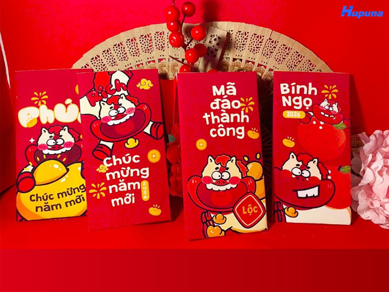 Xu hướng thiết kế bao lì xì Tết con ngựa Bính Ngọ ấn tượng