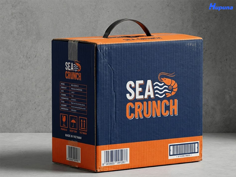Hộp carton bánh phồng tôm xuất khẩu SEA CRUNCH