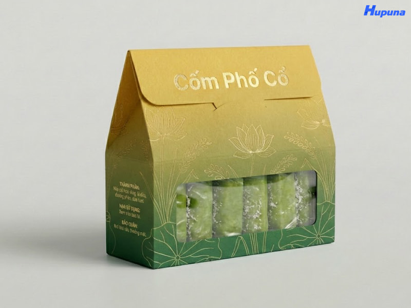 Hộp giấy của thương hiệu Cốm Phố Cổ