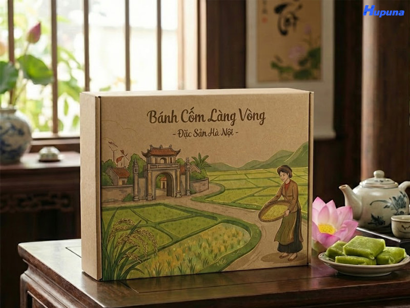 Hộp giấy đựng bánh Cốm Làng Vòng