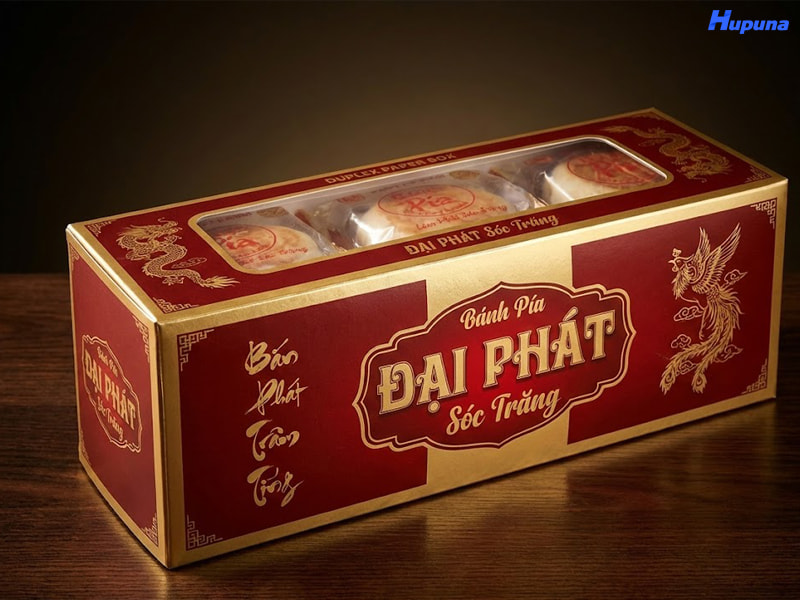 Hộp giấy đựng bánh pía của thương hiệu Đại Phát