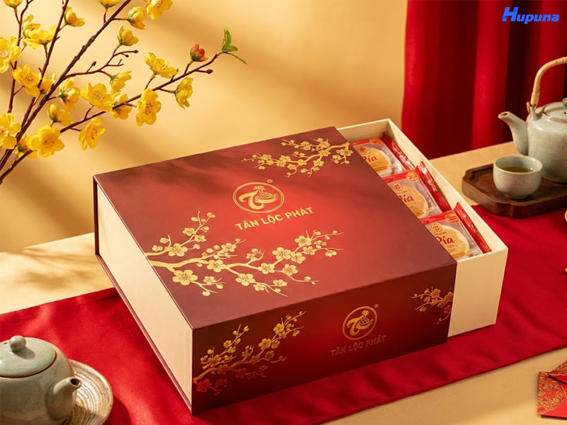 Hộp giấy đựng bánh pía của thương hiệu Tân Lộc Phát
