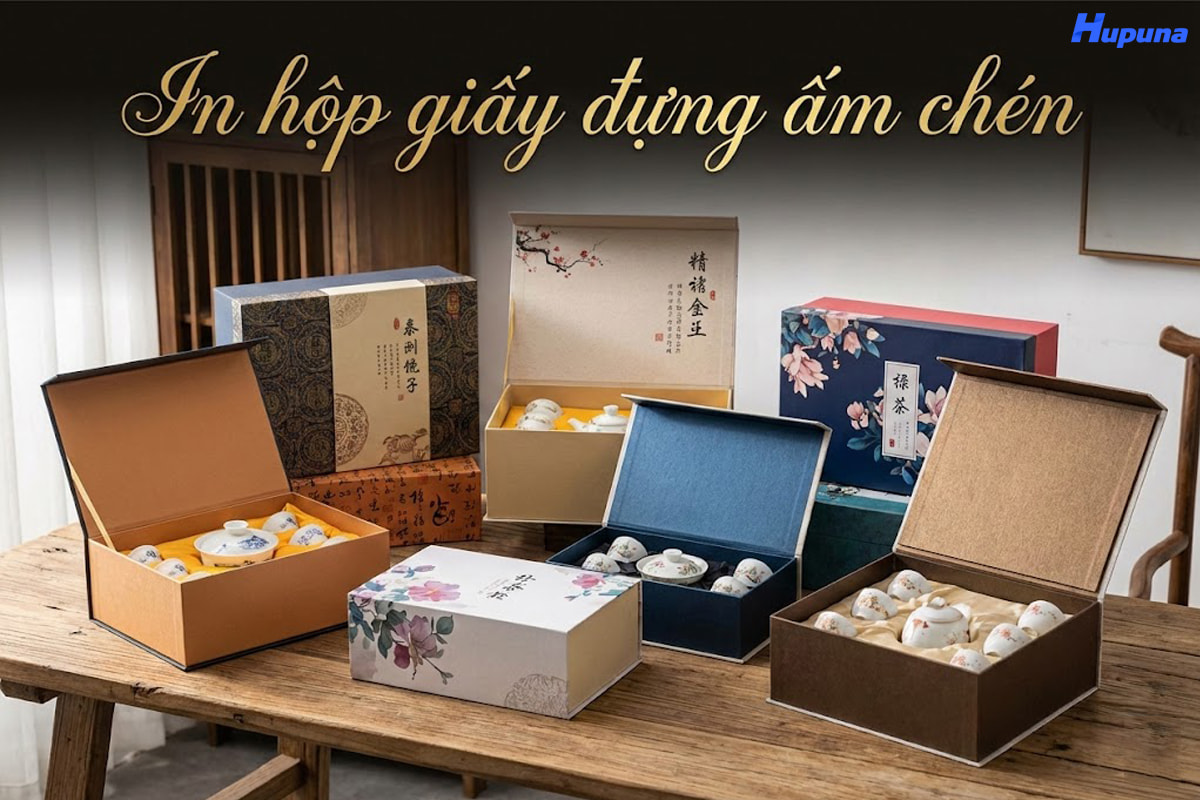 In hộp giấy đựng ấm chén