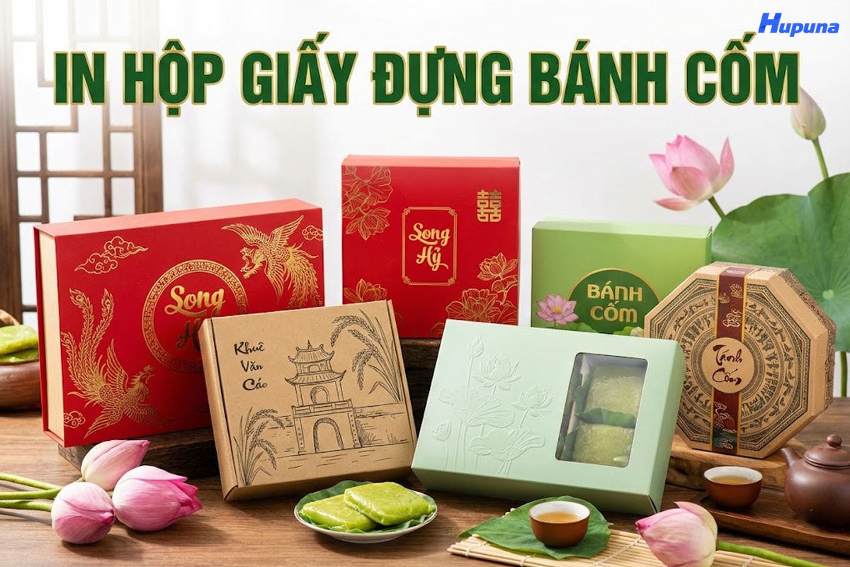In hộp giấy đựng bánh cốm