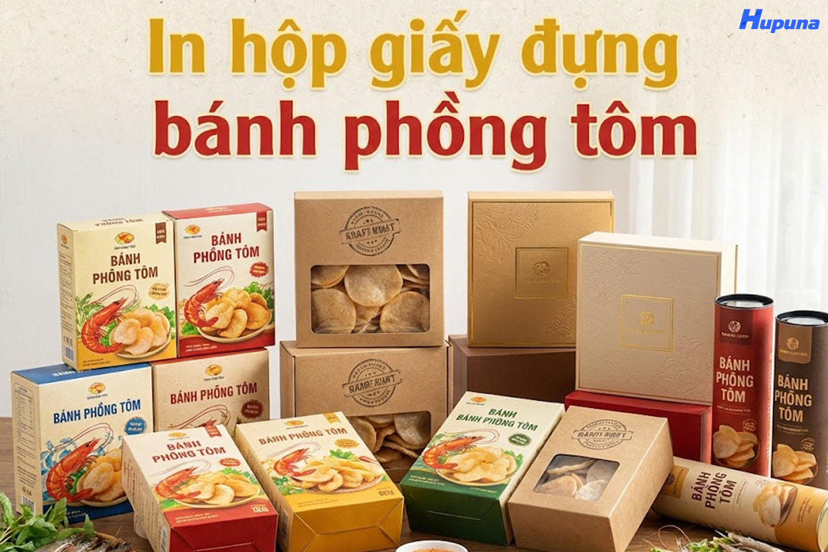 In hộp giấy đựng bánh phồng tôm