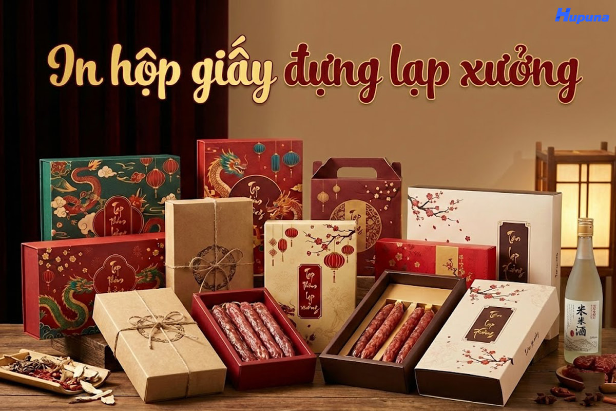 In hộp giấy đựng lạp xưởng