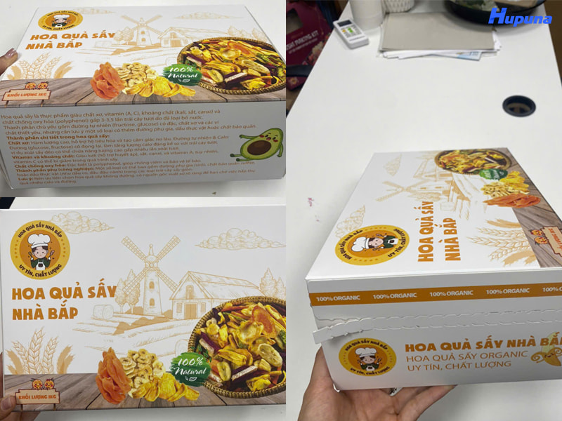 Hộp đựng hoa quả sấy thương hiệu Nhà Bắp in Offset