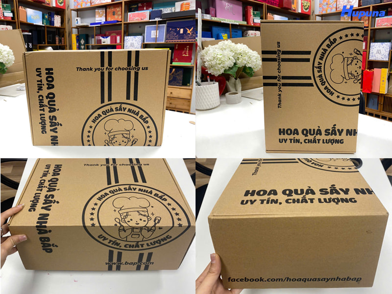 Hộp đựng hoa quả sấy thương hiệu nhà Bắp in Flexo