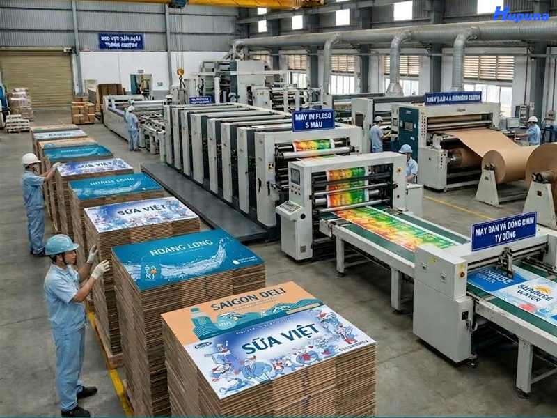 Hupuna cung cấp dịch vụ in thùng carton đựng đồ uống uy tín, chất lượng
