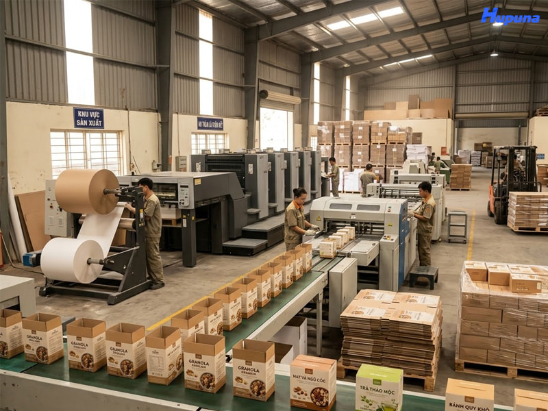 Hupuna cung cấp dịch vụ in hộp đựng thực phẩm khô uy tín, chất lượng tốt