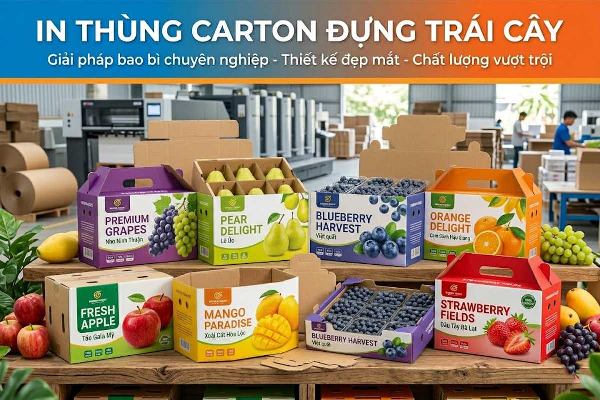In thùng carton đựng trái cây