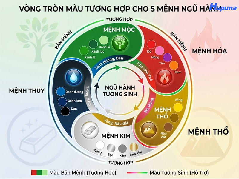 Nguyên lý chọn màu tương hợp theo ngũ hành