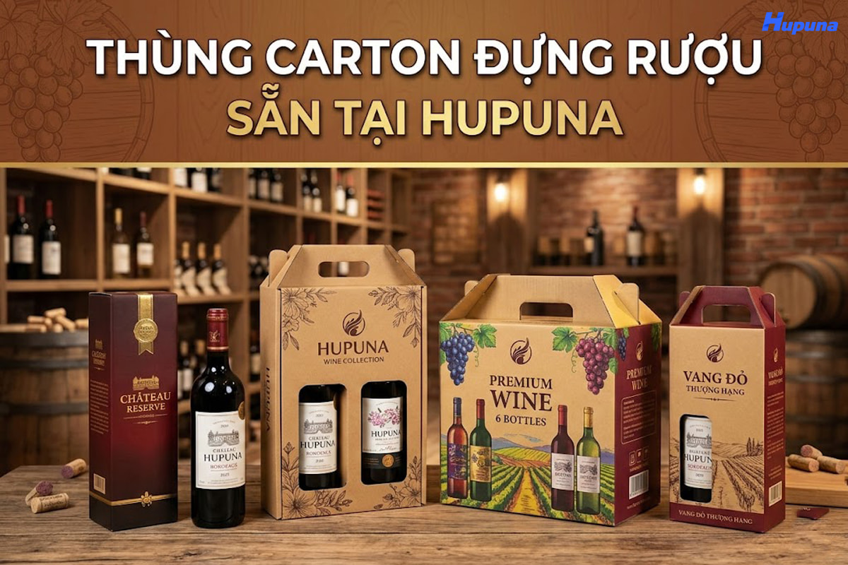 Thùng carton đựng rượu sẵn tại Hupuna