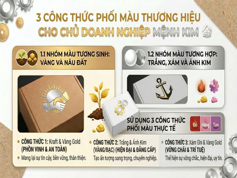 3 Công thức phối màu thương hiệu cho chủ doanh nghiệp mệnh Kim