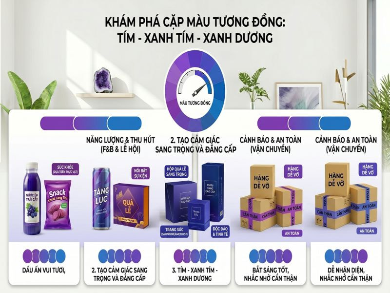 Cặp màu tương đồng Tím - Xanh tím - Xanh dương
