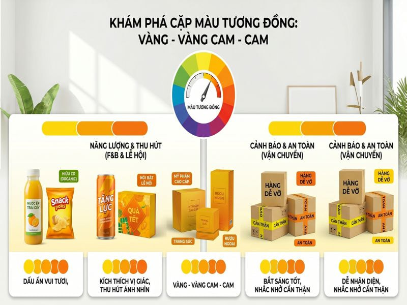 Cặp màu tương đồng Vàng - Vàng cam - Cam