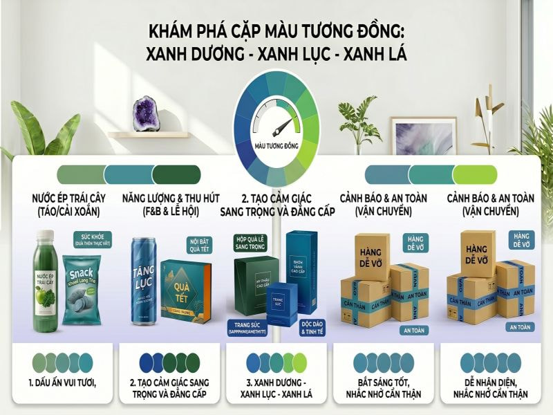 Cặp màu tương đồng Xanh dương - Xanh lục - Xanh lá