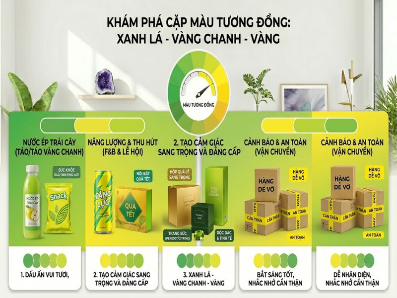 Cặp màu tương đồng Xanh lá - Vàng chanh - Vàng