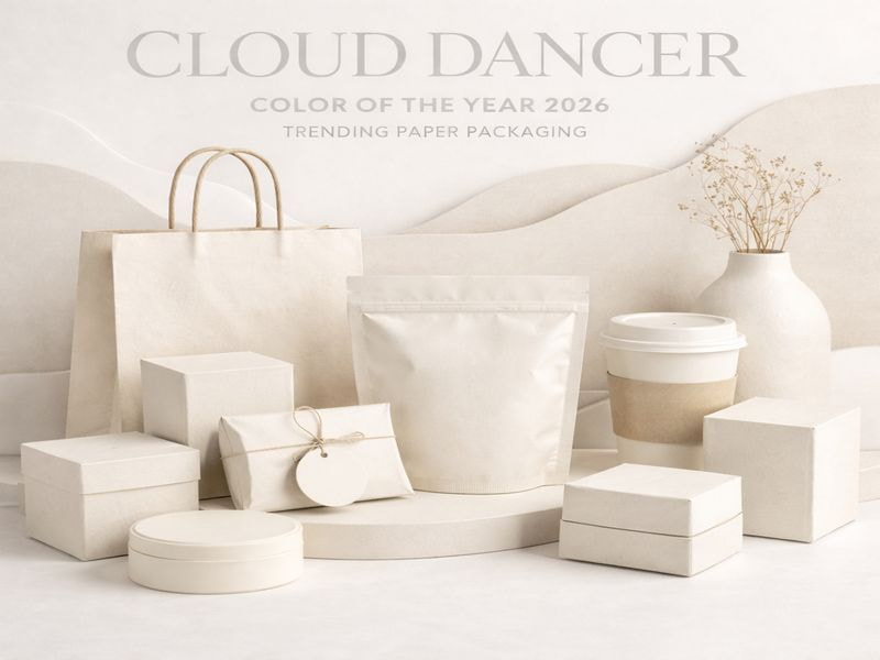 Cloud Dancer là màu sắc chủ đạo của xu hướng bao bì 2026