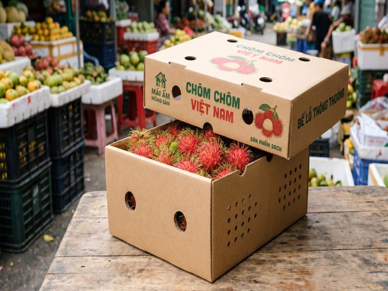 Hộp âm dương bế lỗ đựng chôm chôm
