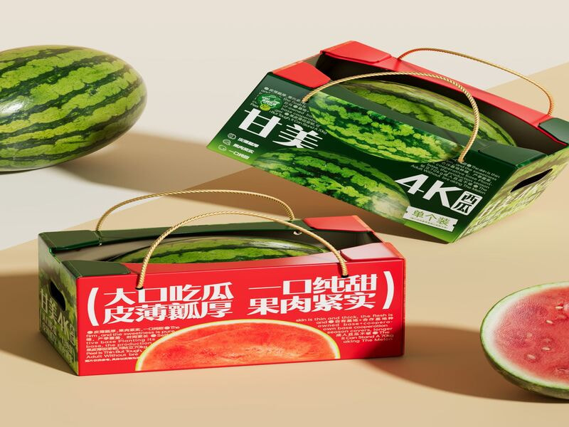 Hộp carton có quai xách đựng dưa hấu