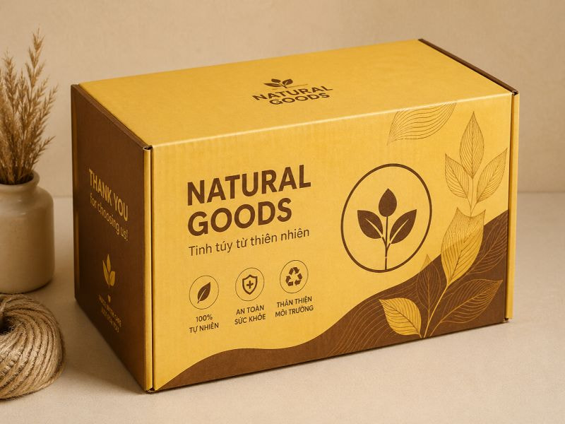 Hộp carton in màu vàng nâu - Màu bản mệnh cho tuổi 1998 mệnh Thổ Hupuna.com